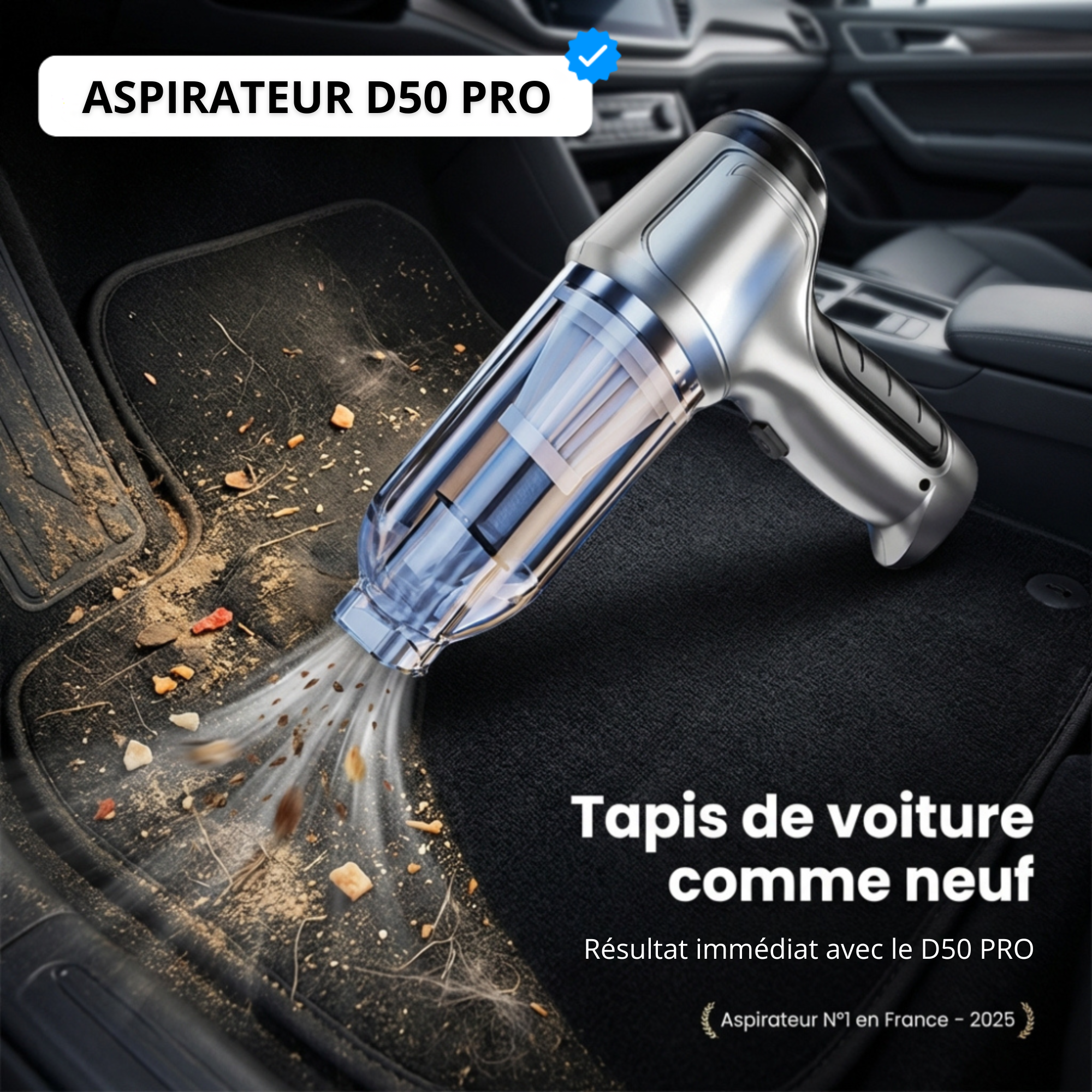 Aspirateur Voiture Sans Fil Puissant – Compact, Léger et Rechargeable