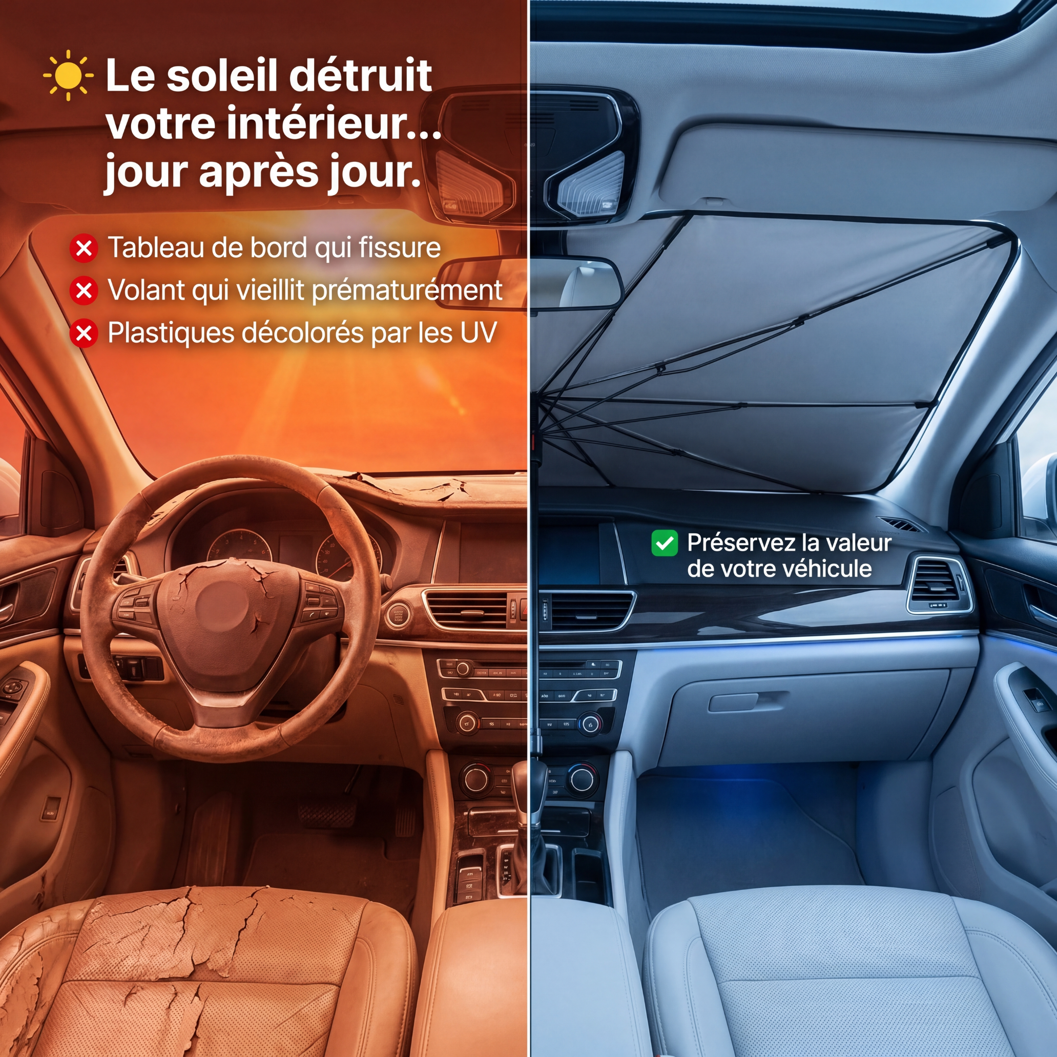 Pare-Soleil Avant Anti-Chaleur UVX 26 PRO™ – Jusqu’à -30 °C dans l’habitacle