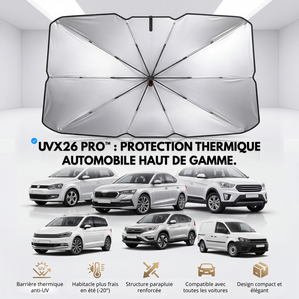 Pare-Soleil Avant Anti-Chaleur UVX 26 PRO™ – Jusqu’à -30 °C dans l’habitacle
