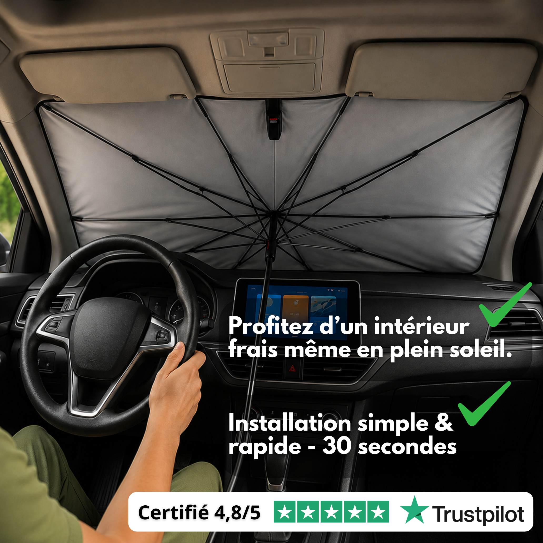 Pare-Soleil Avant Anti-Chaleur UVX 26 PRO™ – Jusqu’à -30 °C dans l’habitacle